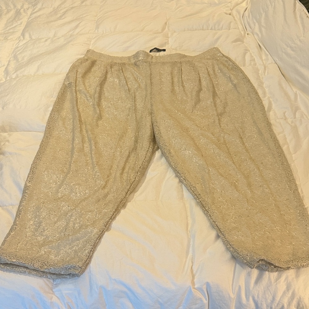 Eloquii Women's Cream Lace Trousers